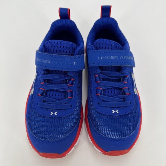 Under Armour Boy Assert 8 Athletic Running Shoes sz 12 Kid's Royal Blue/Red NEW - Picture 2 of 6